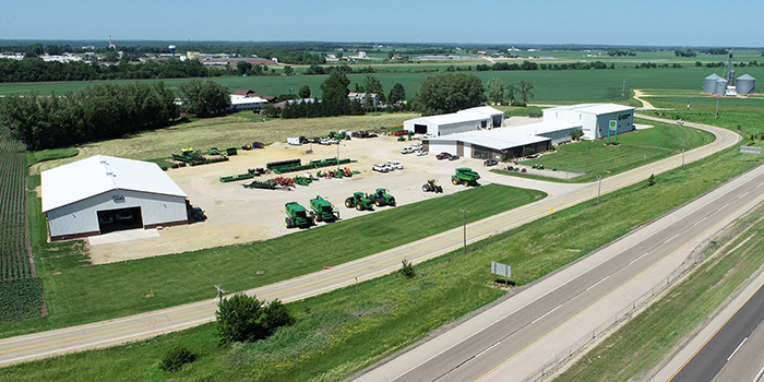 2022 aerial image of Prairie State Tractor in Dixon, Illinois